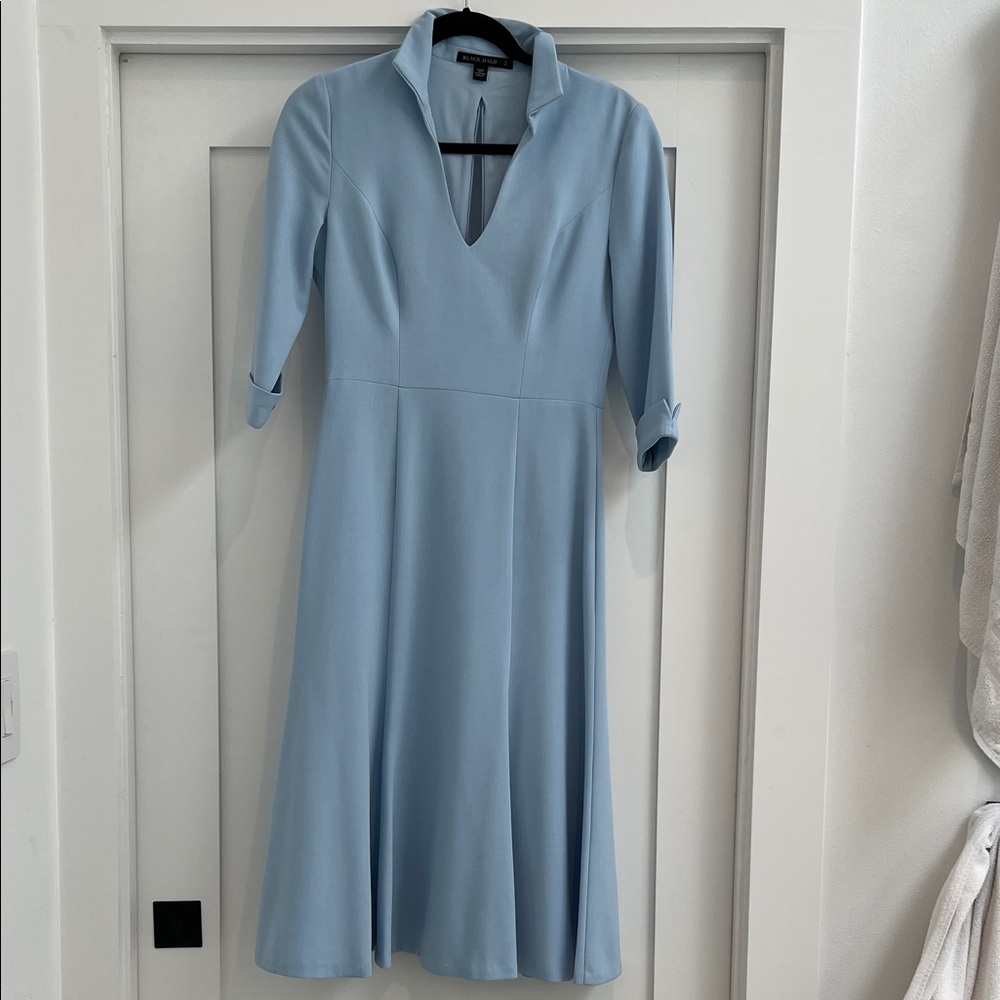 Black Halo Light Blue Long Sleeve Dress